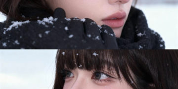 삿포로 눈 내리는 배경에서 포즈 취한 인플루언서 과즙세연