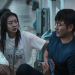 영화 대홍수에서 김다미와 박해수가 물 속 구조 장면을 촬영하는 모습