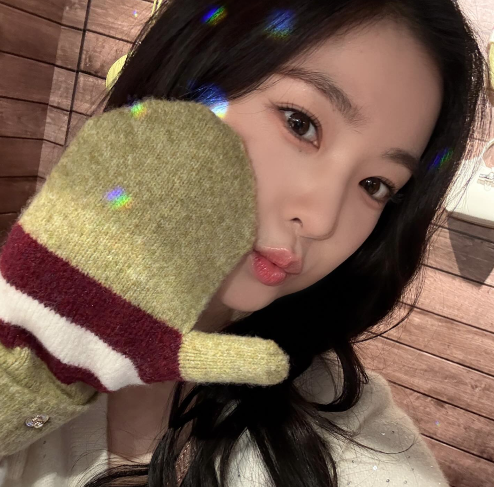 롱샴 제품과 함께 근접 셀카를 공개한 아이린
