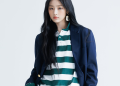 뉴진스 민지 화보 촬영 중 단정한 스타일링을 선보인 모습
